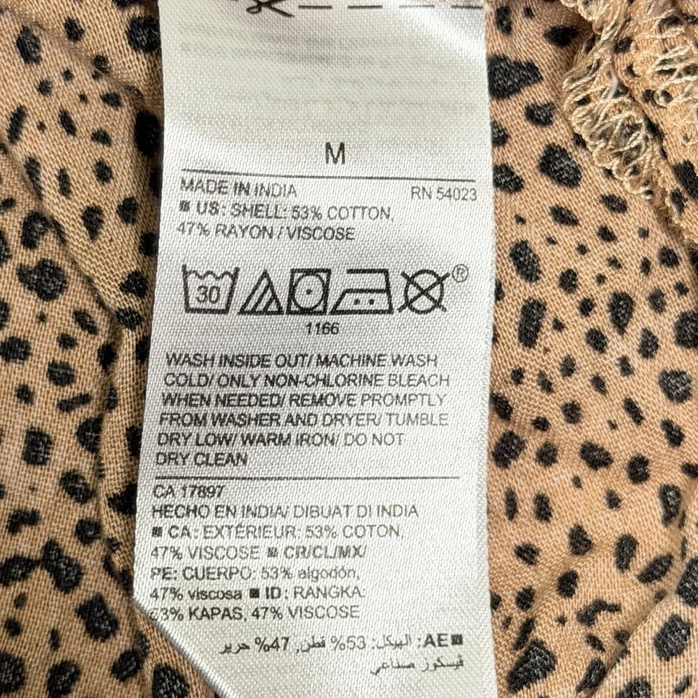 Old Navy Women's M Leopard Cheetah Print Peasant Blouse Button Front Balloon